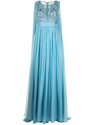 Zuhair Murad embellished bodice flyaway gown - Blue