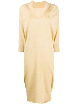 Issey Miyake Pre-Owned 1980s ribbed knit dress - Yellow
