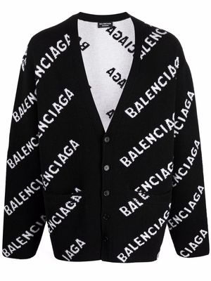 Balenciaga intarsia-knit logo cardigan - Black