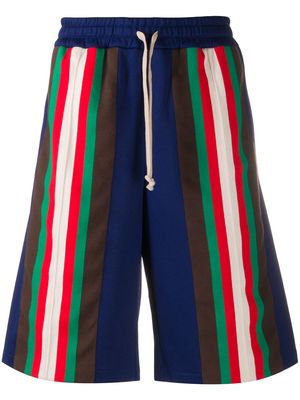 Gucci technical jersey striped shorts - Blue