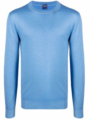 Fedeli fine-knit crewneck sweater - Blue
