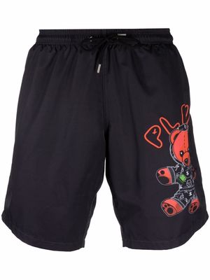 Philipp Plein logo-print swim shorts - Black