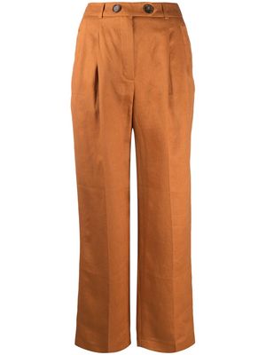12 STOREEZ pleated linen wide leg trousers - Orange