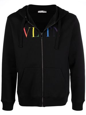 Valentino logo-print long-sleeve hoodie - Black