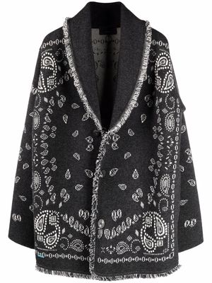 Alanui bandana-pattern shawl-lapel cardigan - Grey