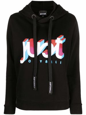 Just Cavalli logo-print pullover hoodie - Black