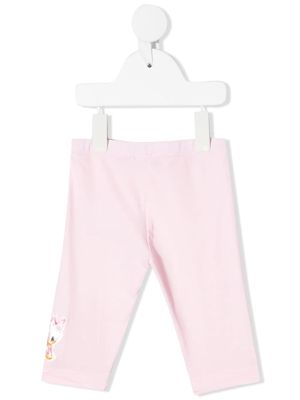 Monnalisa floral-embroidered leggings - Pink