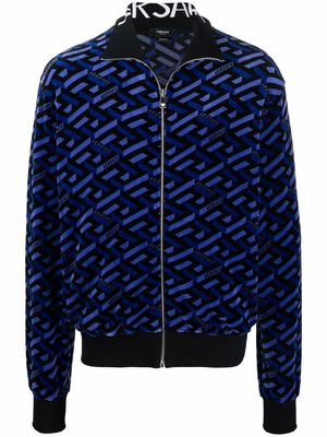 Versace graphic-print zip-fastening jacket - Blue
