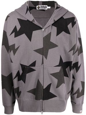 A BATHING APE® star-print zipped cotton hoodie - Grey