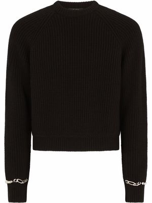 Dolce & Gabbana embellished-cuff cashmere jumper - Black