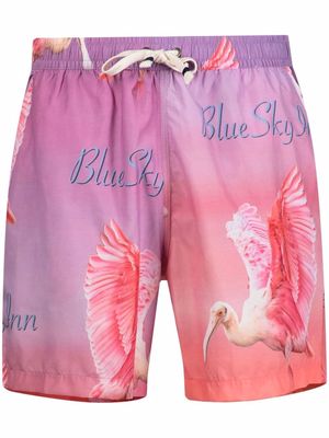 BLUE SKY INN motif-print swim shorts - Pink