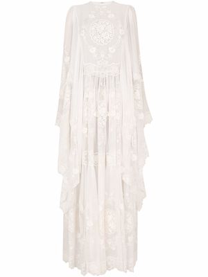 Dolce & Gabbana long-sleeve lace-panel dress - White