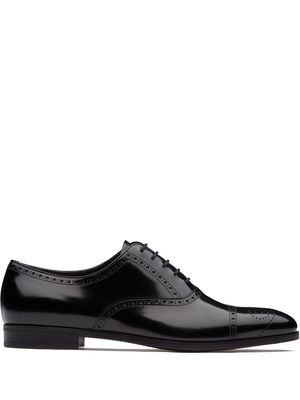 Prada brushed fumé leather Oxford shoes - Black