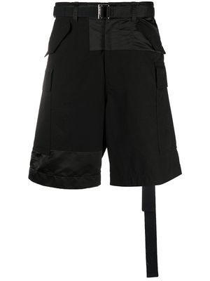 sacai knee-length patchwork cargo shorts - Black