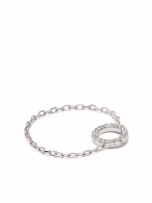 Djula 18kt white gold circle chain diamond ring - Silver