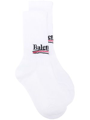 Balenciaga logo-intarsia ankle socks - White
