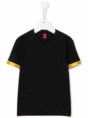 Ferrari Kids v-neck T-shirt - Black