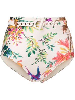 ZIMMERMANN floral-print chain-detail bikini bottoms - Multicolour