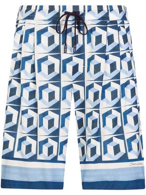 Dolce & Gabbana geometric print drawstring shorts - Blue