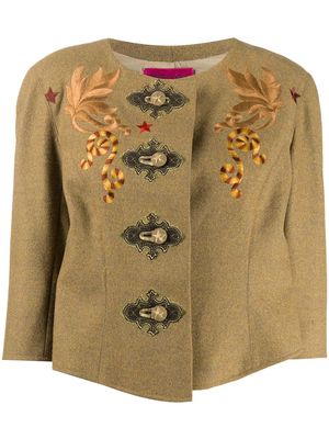 Christian Lacroix Pre-Owned 1990s embroidered collarless jacket - Neutrals