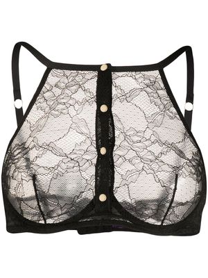 Maison Close lace buttoned bra - Black