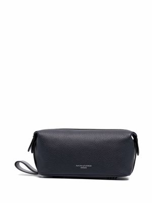 Aspinal Of London Reporter leather wash bag - Blue