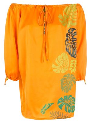 Amir Slama palm leaf print mini dress - Orange