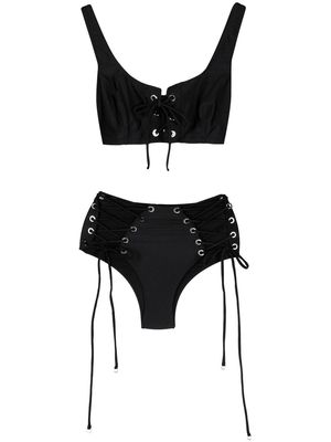 Noire Swimwear lattice-strap bikini set - Black