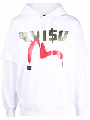 Evisu logo drawstring hoodie - White