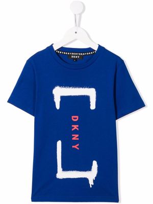 Dkny Kids logo-print cotton T-shirt - Blue
