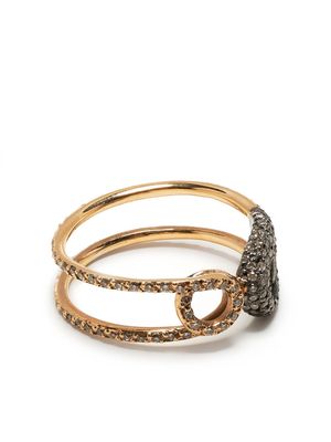 Ileana Makri 18kt rose gold diamond safety pin ring - Pink Gold