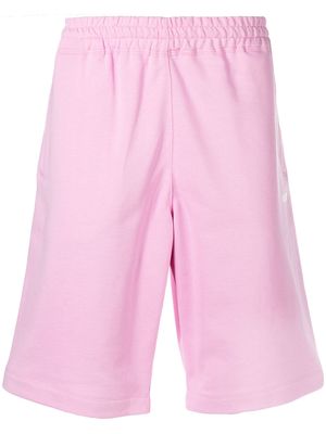 MSGM logo-print cotton shorts - Pink