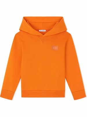 Dolce & Gabbana Kids cotton logo-plaque hoodie - Orange