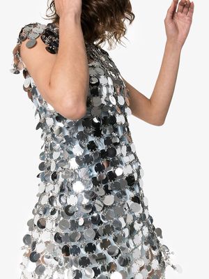 Paco Rabanne sequin chain-disc mini dress - Metallic