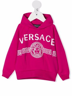 Versace Kids logo-print cotton hoodie - Pink