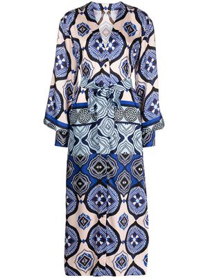 Alexis Vicenta Santorini-print robe dress - Multicolour