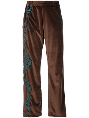 Koché embroidered velvet track trousers - Brown