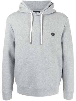 Emporio Armani logo-patch drawstring hoodie - Grey