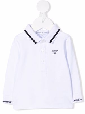 Emporio Armani Kids logo-print long-sleeve polo shirt - White