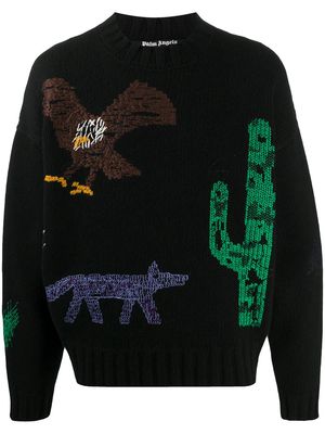 Palm Angels New Folk embroidered jumper - Black