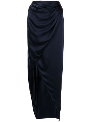 Michelle Mason wrap-effect silk charmeuse skirt - Blue