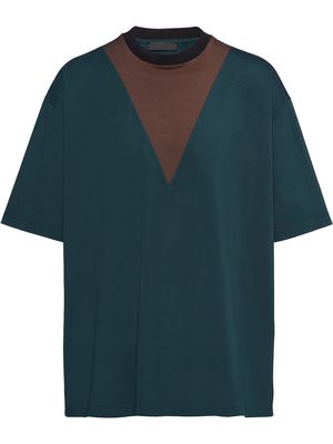 Prada contrasting panel cotton T-shirt - Green