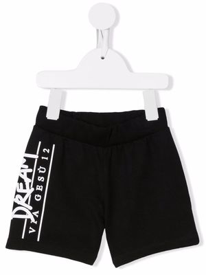 Versace Kids logo-print cotton shorts - Black