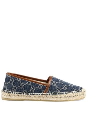 Gucci trimmed GG supreme espadrilles - Blue