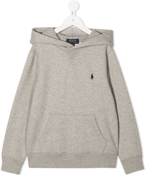 Ralph Lauren Kids embroidered logo hoodie - Grey