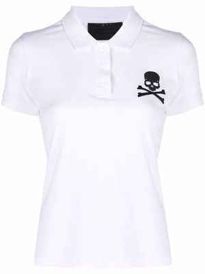 Philipp Plein skull-patch polo shirt - White