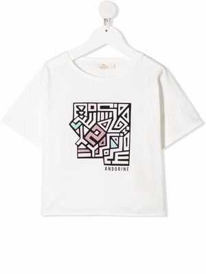 Andorine logo geometric print T-shirt - White