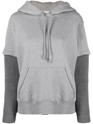 MM6 Maison Margiela layered drawstring hoodie - Grey