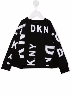 Dkny Kids logo-print ruffle sweatshirt - Black