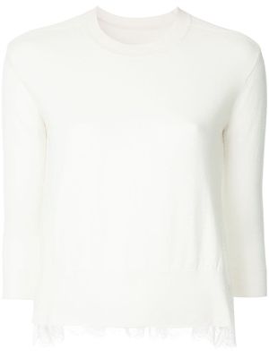 Onefifteen lace panel sweater - White